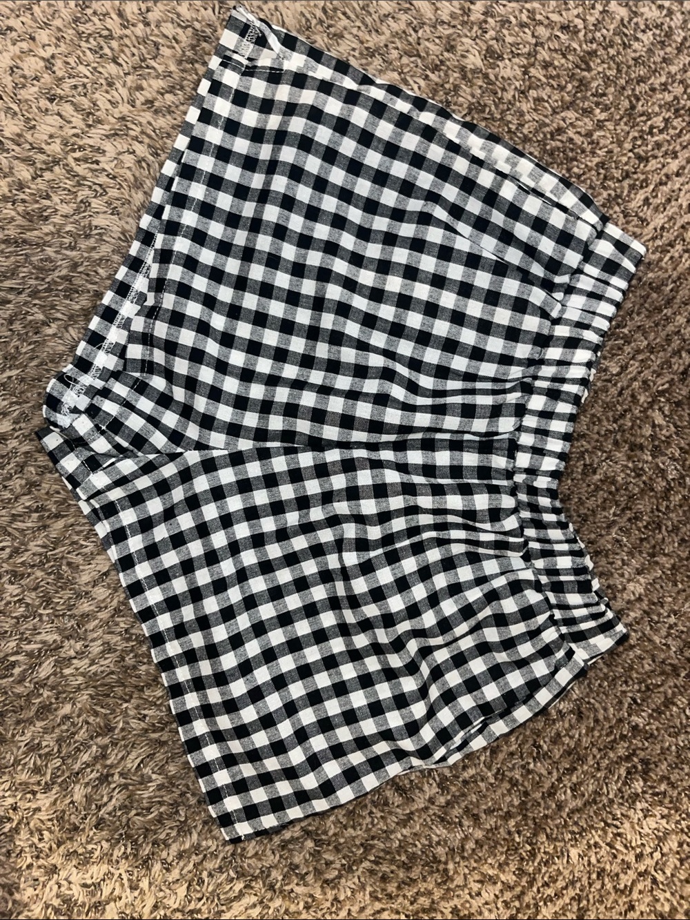 Black & White Gingham Elastic Waist Shorts